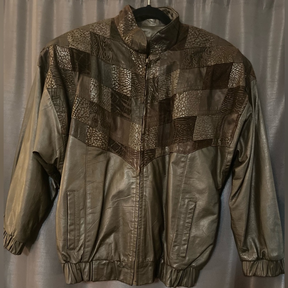 Comint Brown Genuine Leather Jacket Size Small